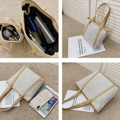 Large Capacity Retro Patchwork Canvas Shoulder Bag Zipper