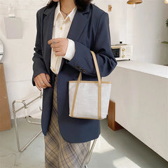 Large Capacity Retro Patchwork Canvas Shoulder Bag Zipper