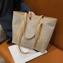 Large Capacity Retro Patchwork Canvas Shoulder Bag Zipper