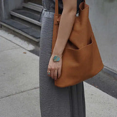 Large Capacity Shoulder Bags Women Side Pockets PU Leather Travel Handbags