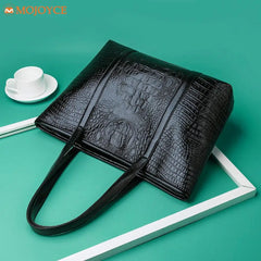 Crocodile Leather Shoulder Shopper Bag for Women