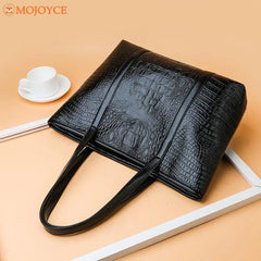 Crocodile Leather Shoulder Shopper Bag for Women