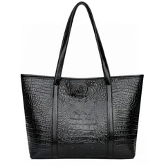 Crocodile Leather Shoulder Shopper Bag for Women