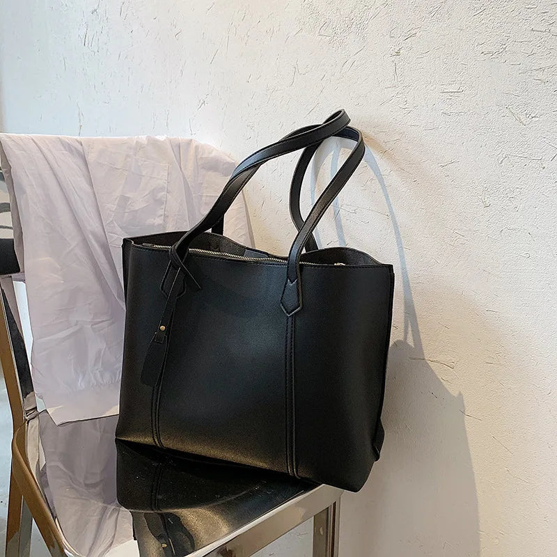 Soft Women's One Shoulder Bag Solid PU Leather Travel Handbags