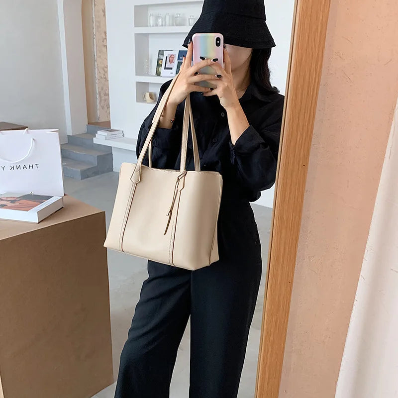 Soft Women's One Shoulder Bag Solid PU Leather Travel Handbags