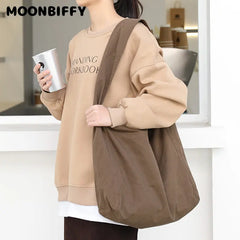 Large Capacity Women Canvas Shoulder Bag Crossbody Shopping Bag