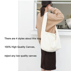 Large Capacity Women Canvas Shoulder Bag Crossbody Shopping Bag