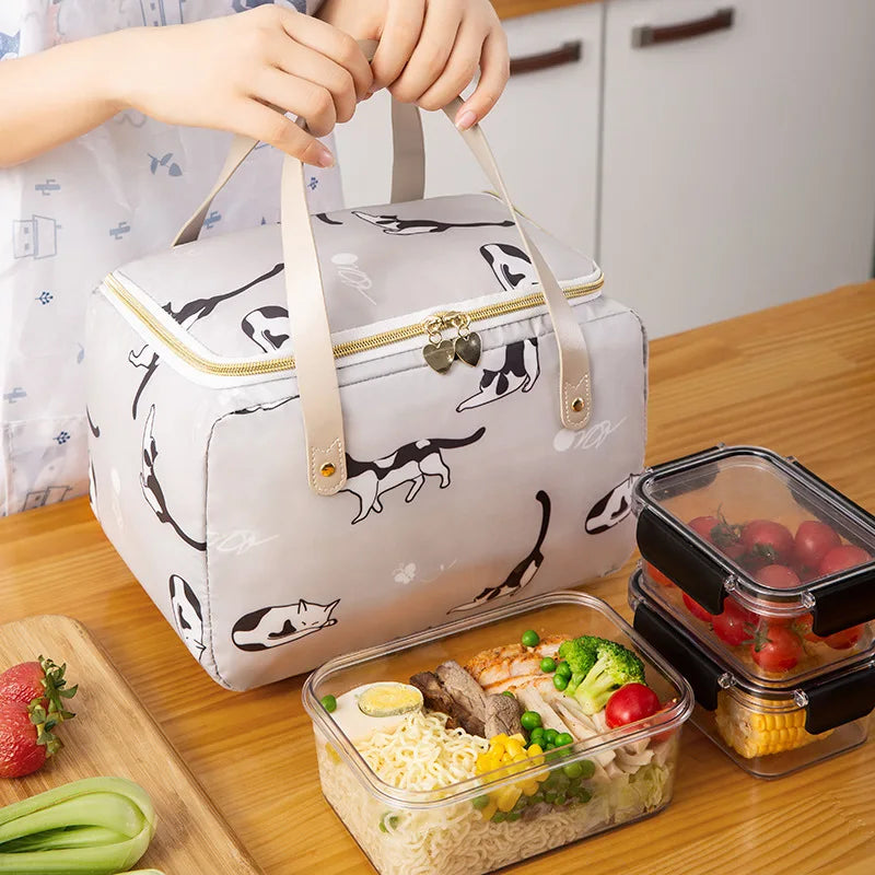 Large Capacity Square Portable Lunch Box Bags Picnic Bento Insulated Thermal Coo