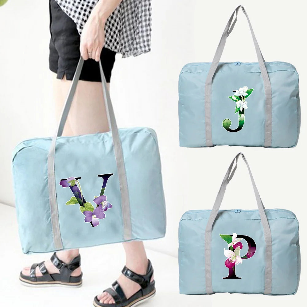 Large Capacity Foldable Nylon Travel Bag Organizers Flower Series