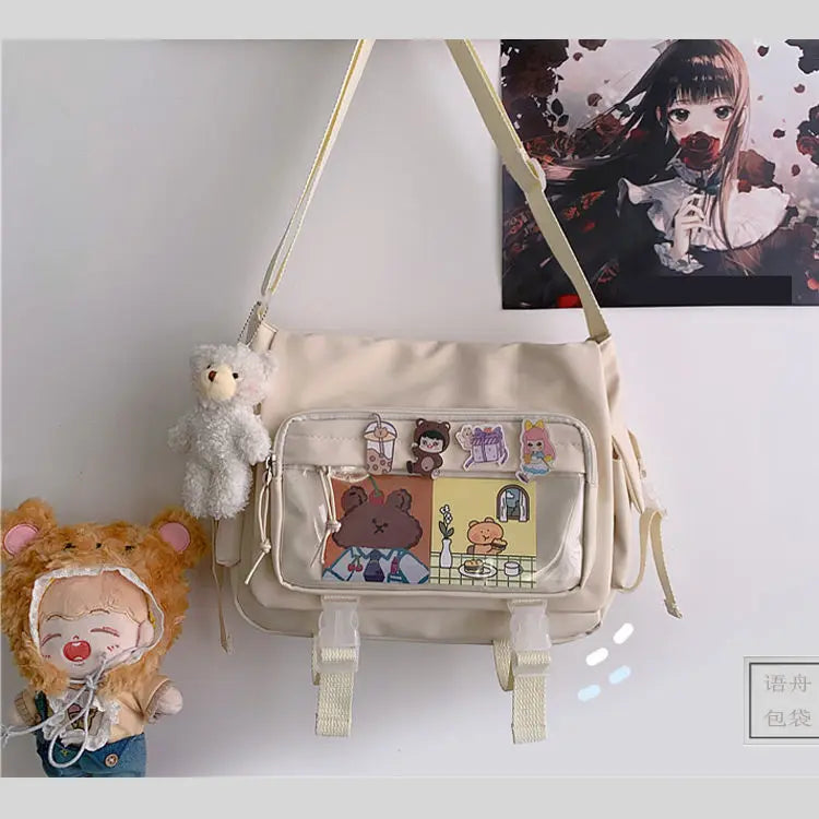 Large Capacity Student Crossbody Canvas Bag Harajuku Shoulder Messenger Bag