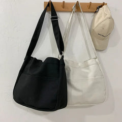 Canvas Shoulder Bag for Students - Large Capacity