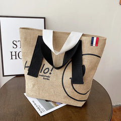 Large Capacity Tote Bag Handbags - Cotton/Linen Printed Casual Shopper