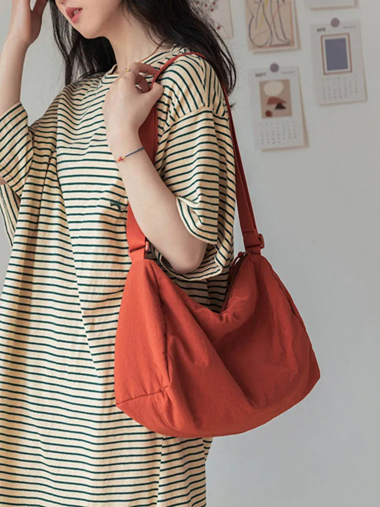 Large Tote Bag Soft Nylon Women's Handbag Shoulder Crossbody Shopper