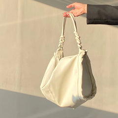 Large Capacity Tote Bag for Women Retro Casual Solid Single Shoulder Bag
