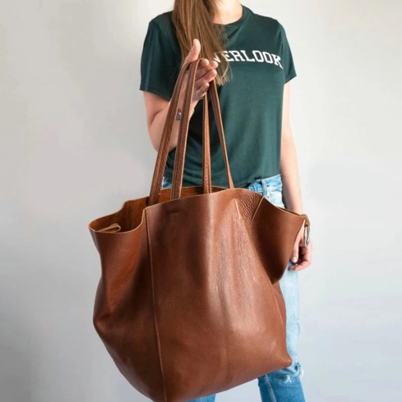 Large Capacity Tote Bags Women Shopper Bag Handbag PU Leather Soft Shoulder Bags