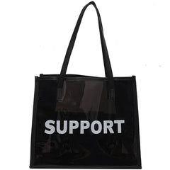 Summer Drawstring Beach Bag Alphabet Print Shoulder Bag PVC Jelly Bag