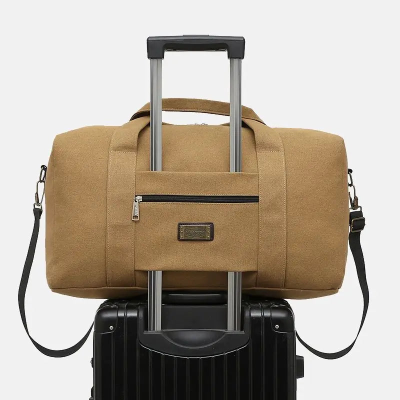 Large Capacity Canvas Travel Bag Cut-proof Short Overnight Shoulder Bag Q95