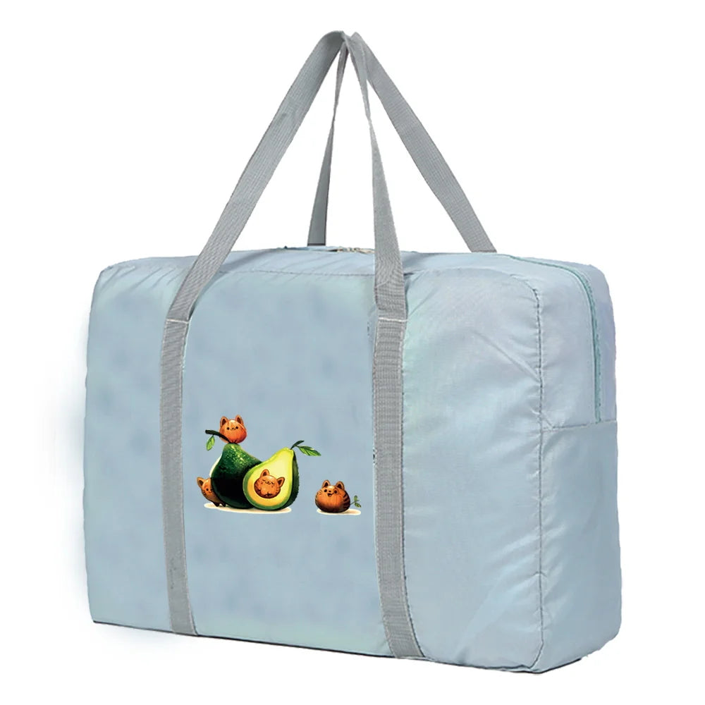 Large Capacity Travel Bag Avocado Cat Print