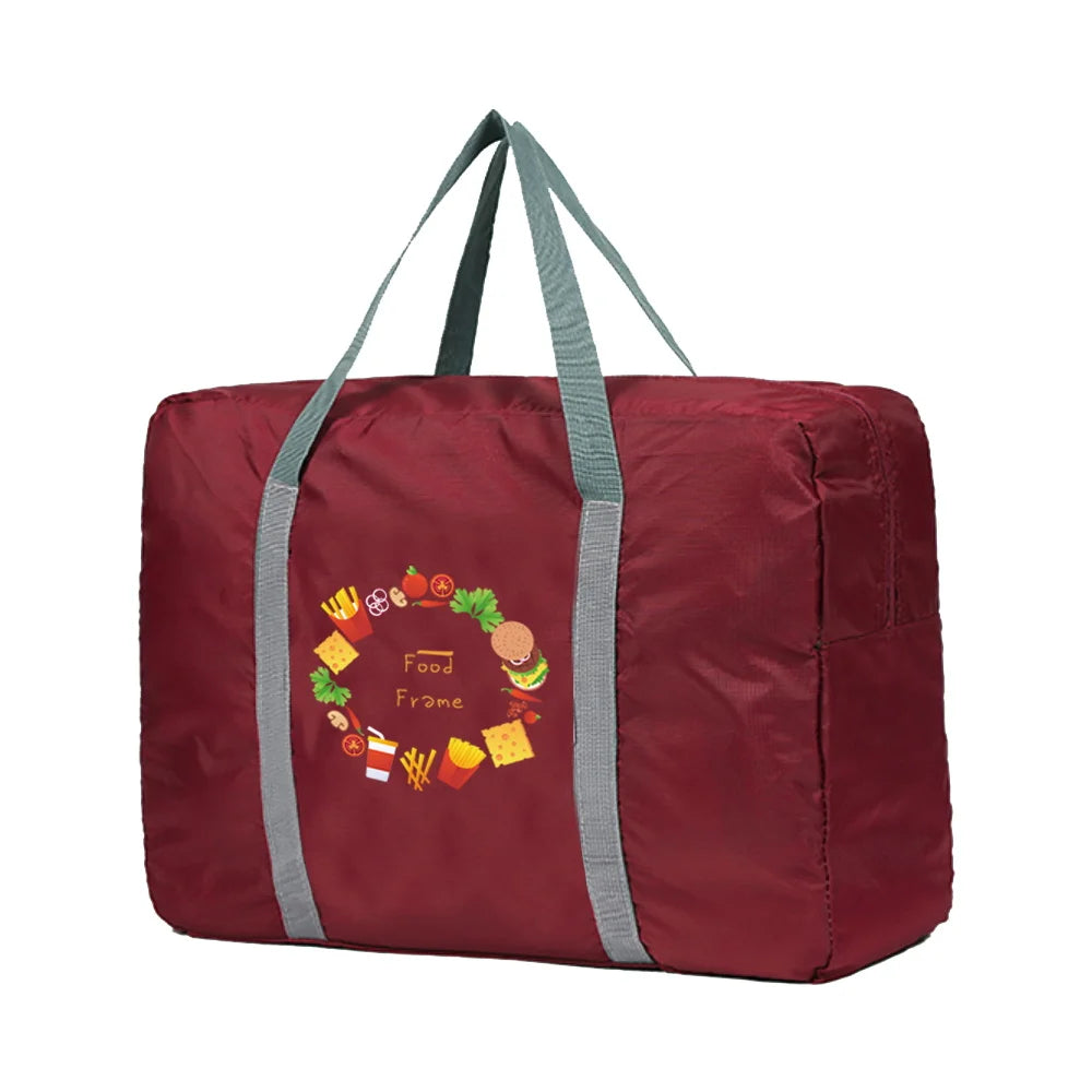 Large Capacity Travel Bags Clothing Storage Organizers Luggage Handbag Food Prin