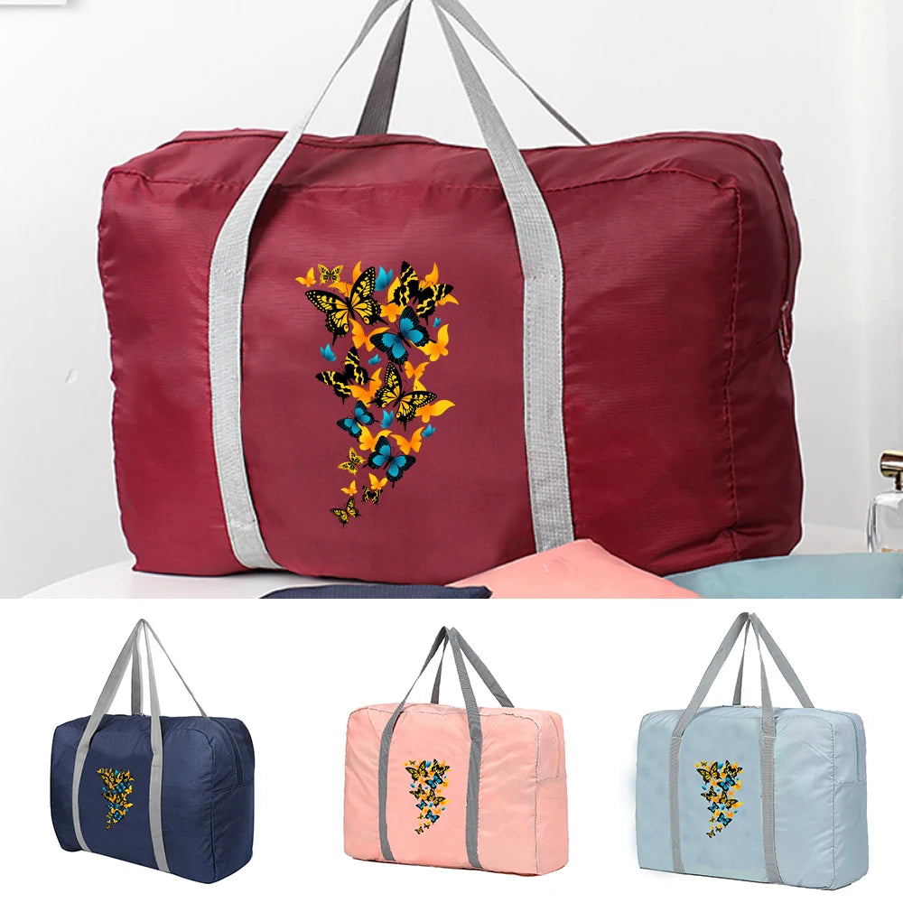 Large Capacity Travel Bags Men Women Clothing Organizer Handbag Butterfly Print