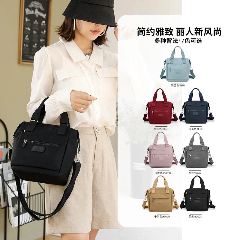 Waterproof Nylon Women Shoulder Messenger Bag with Zipper Pocket