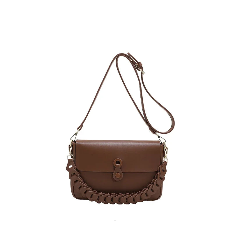 Vintage Chains One Shoulder Bags High Women PU Leather Casual Handbags
