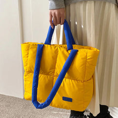 Large Winter Tote Handbag Women Shoulder Bag Down Cotton Shopping Purse