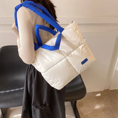 Large Winter Tote Handbag Women Shoulder Bag Down Cotton Shopping Purse