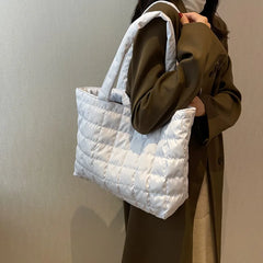 Large Winter Shoulder Bag Solid Handbags Cotton Casual Tote For Women