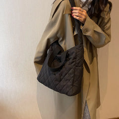 Large Capacity Winter Shoulder Bag Solid Cotton Cloth Handbags Casual Tote Bags