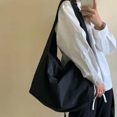 Nylon Bucket Shoulder Bag Large Capacity Tote Hand Bag