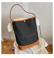 Large Capacity Women Canvas Handbags Denim Shoulder Bags Solid Casual Tote Bag