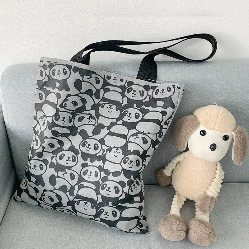 Large Capacity Women Canvas Shoulder Bags Bear Female Shopper Shopping Bag