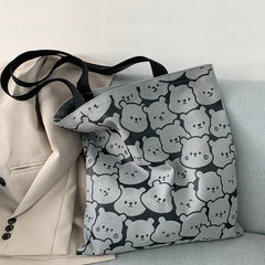 Large Capacity Women Canvas Shoulder Bags Bear Female Shopper Shopping Bag