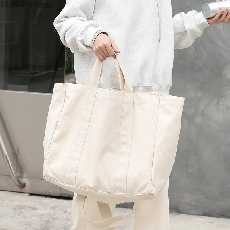 Large Capacity Canvas Tote Shoulder Bag for Women and Men