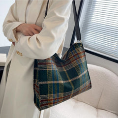 Large Capacity Women Handbag Style Woolen Shoulder Tote Bag