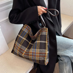 Large Capacity Women Handbag Style Woolen Shoulder Tote Bag