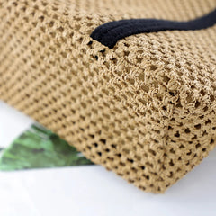 Large Capacity Women Handbag Straw Beach Tote Hollow Bag