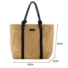 Large Capacity Women Handbag Straw Beach Tote Hollow Bag