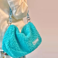 Large Capacity Women Handbag Tote Bag Plush Shoulder Messenger Bag