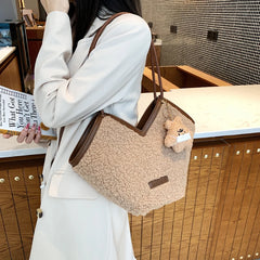 Large Capacity Women Plush Shoulder Bags Autumn And Winter Texture Handbags
