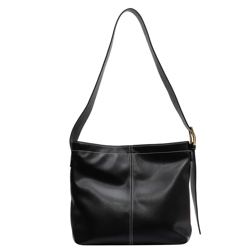 Large Capacity Women Pu Leather Handbags Bucket Bag High Shoulder Travel Bags