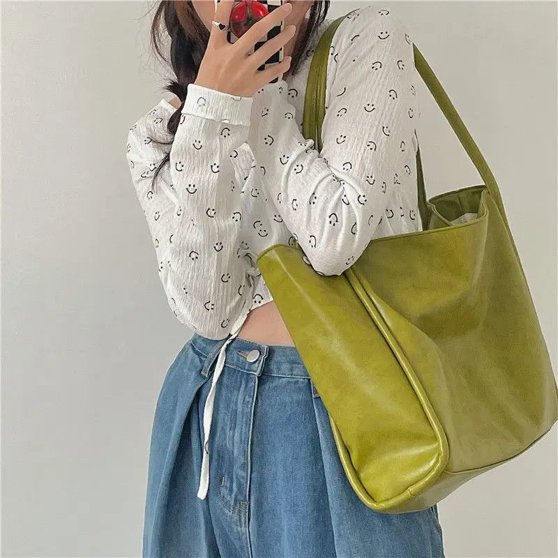 Large Capacity Women Shoulder Bags Soft PU Leather Totes Ladies All-match