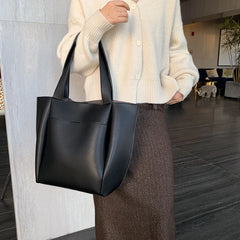 Large Capacity Leather Top-Handle Shoulder Bag for Women