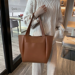 Large Capacity Women Top-handle Bags High Solid Leather Shoulder Shopper Bags
