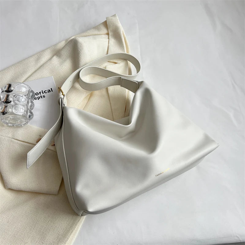 Large Capacity Women Tote Bag Solid Versatile Female Single Shoulder Bag