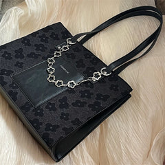 Floral Print Women Tote Shoulder Bag Soft Pu Leather Chain Handb
