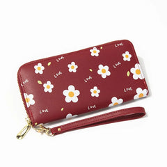Women's Long Zip Wallet Soft Wallet Small Flower Change