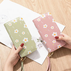 Women's Long Zip Wallet Soft Wallet Small Flower Change