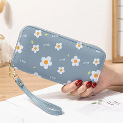 Women's Long Zip Wallet Soft Wallet Small Flower Change